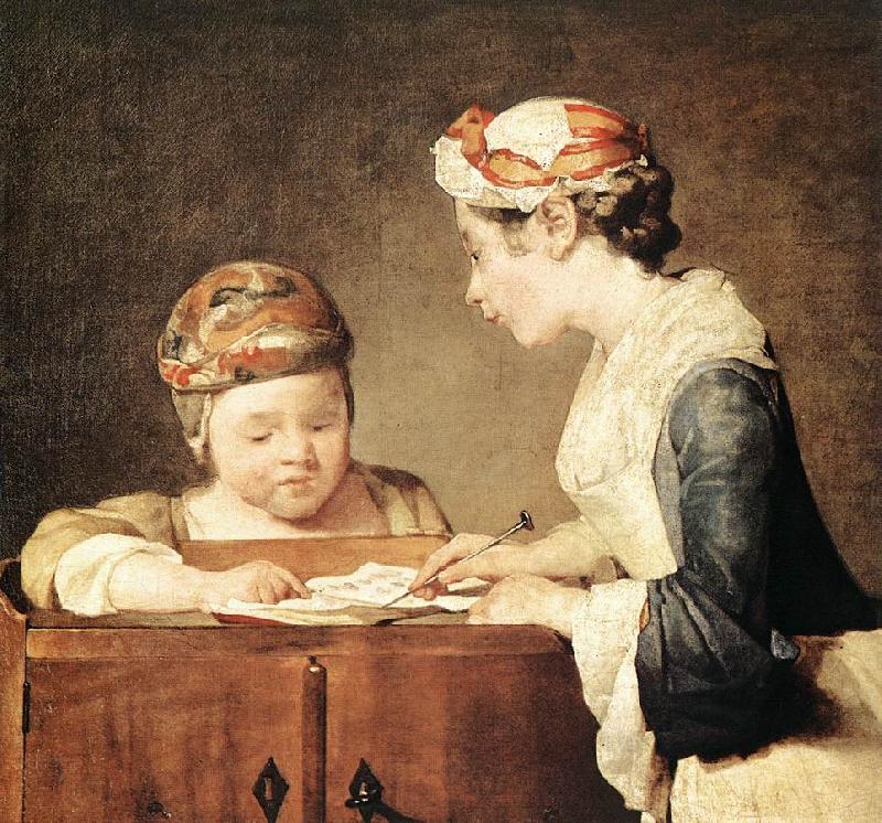 jean-Baptiste-Simeon Chardin The Young Schoolmistress Norge oil painting art